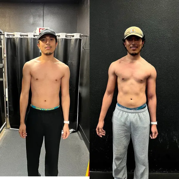 Damian's before and after transformation