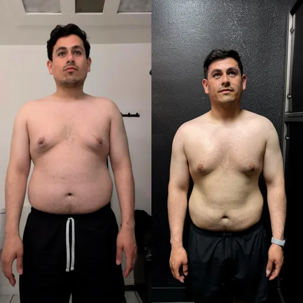 Juan's before and after transformation